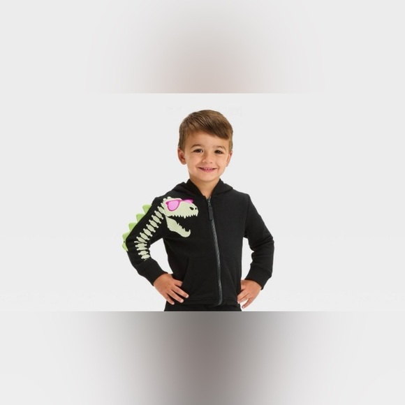Toddler Boys' Glow In the Dark Dino Halloween Zip-Up Sweatshirt - Cat &
Jack 2T - Picture 2 of 8